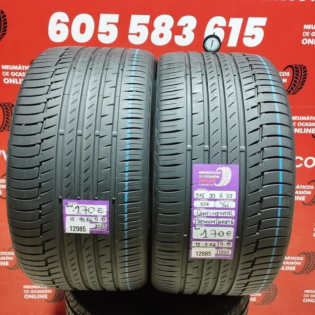 2x 315 30 R22 107YXL CONTINENTAL PREMIUM CONTACT6 SUV 5.8/5.8mm REF:12985