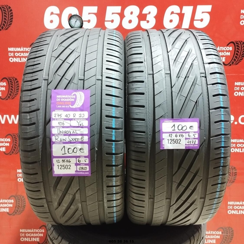 275 40 R20 106YXL UNIROYAL RAIN SPORT 5 6.5/6.5mm REF:12502