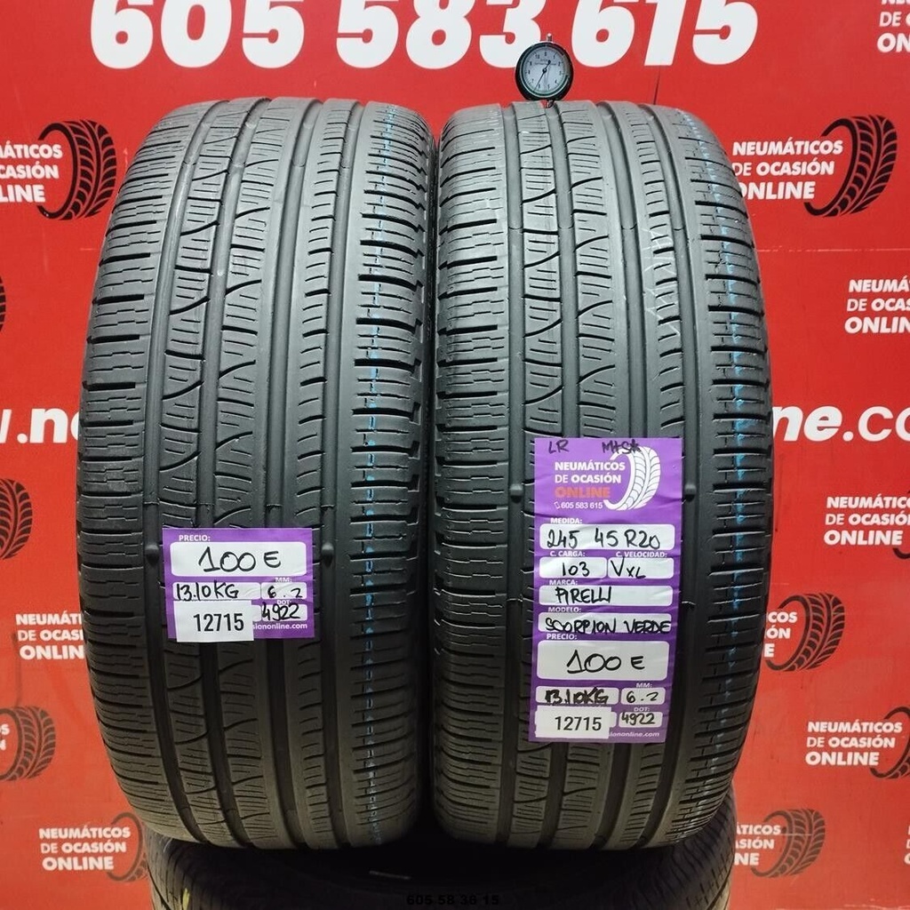 245 45 R20 103VXL PIRELLI SCORPION VERDE LR M+S* 6.2/6.2mm REF:12715