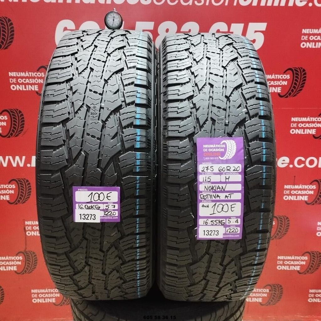 2x 275 60 R20 115H NOKIAN ROTIIVA AT 4X4 5.7/5.4mm REF:13273