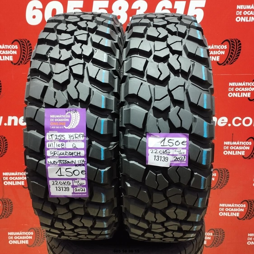 2x 255 75 R17 111/108Q BFGOODRICH MUD-TERRAIN T/A M+S* (SIN USO) Ref:13139