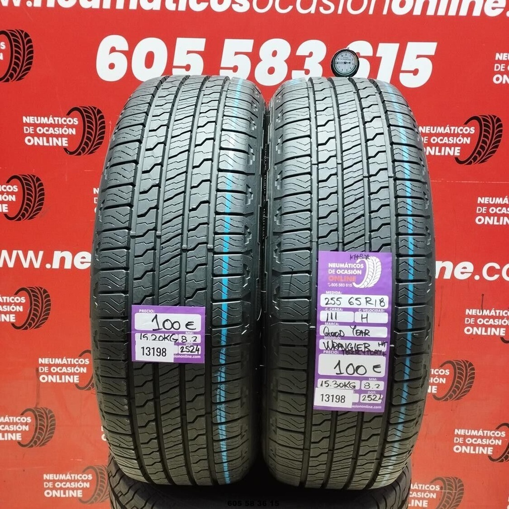 2x 255 65 R18 111H GOODYEAR WRANGLER H/T M+S* 8.2/8.2mm REF:13198