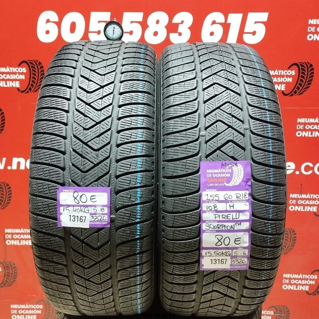 2x 255 60 R18 108H PIRELLI SCORPION M+S* 5.8/5.6mm REF:13167