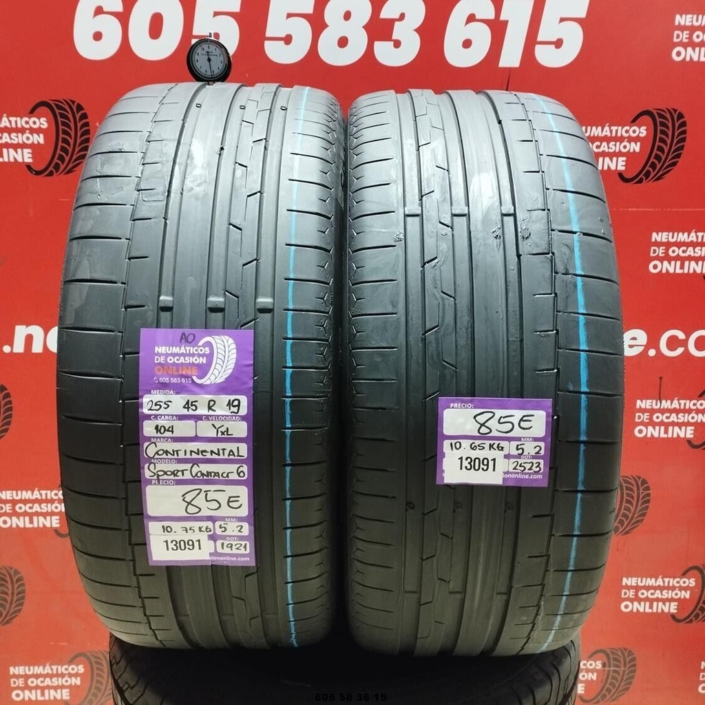 2x 255 45 R19 104YXL CONTINENTAL SPORT CONTACT6 AO 5.2/5.2mm REF:13091