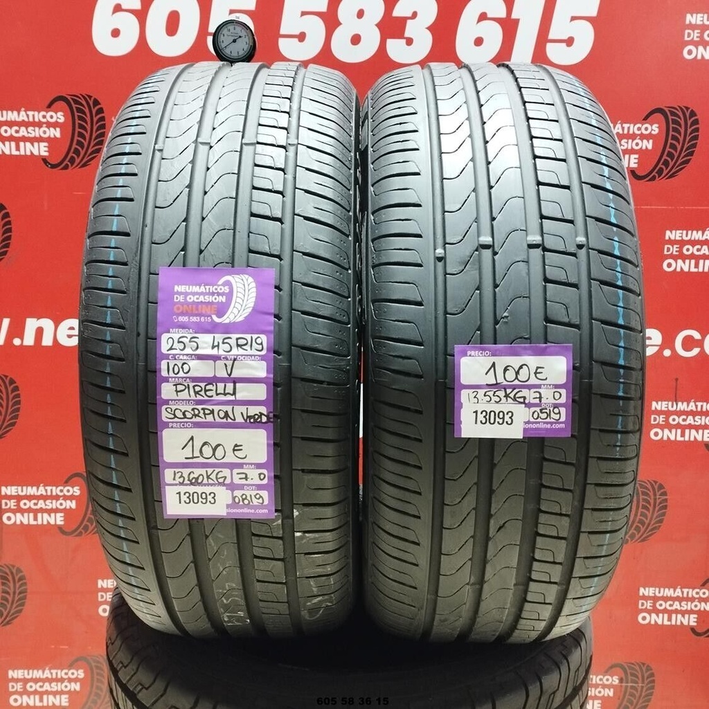 2x 255 45 R19 100V PIRELLI SCORPION VERDE 7.0/7.0mm REF:13093