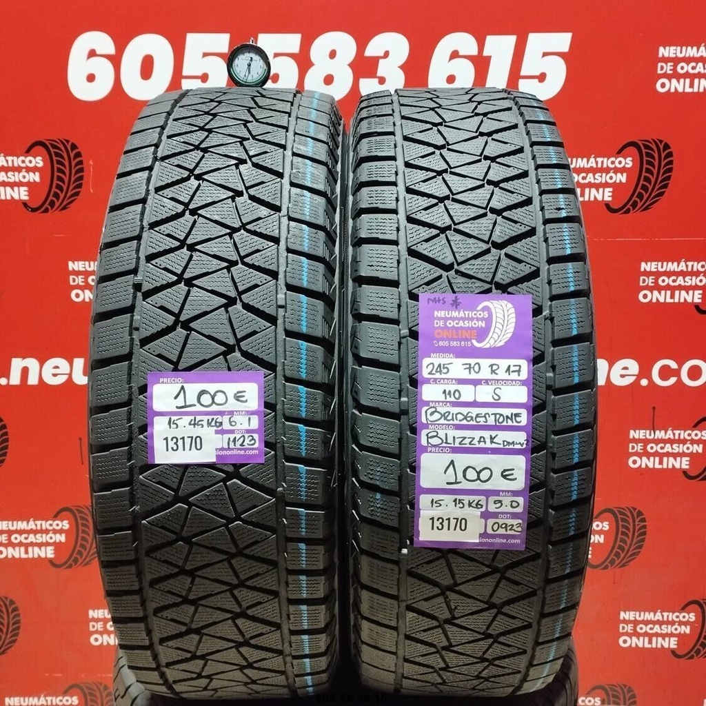 2x 245 70 R17 110S BRIDGESTONE BLIZZAK M+S* 6.1/5.0mm REF:13170