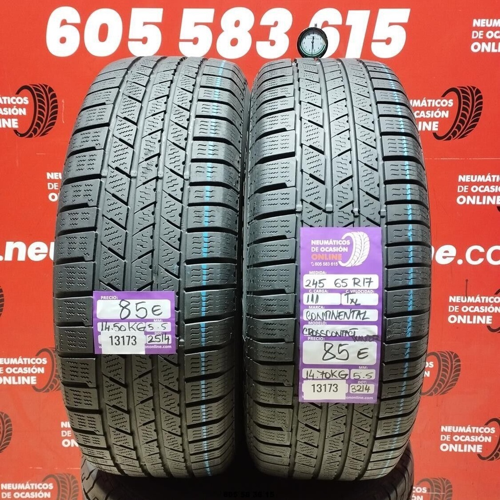 2x 245 65 R17 111TXL CONTINENTAL CROSS CONTACT 5.5/5.5mm REF:13173