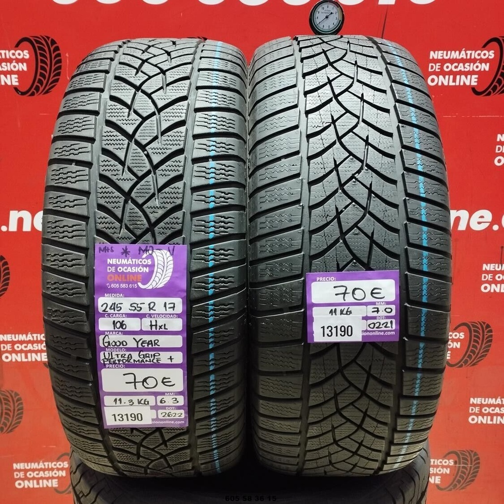 2x 245 55 R17 106HXL GOODYEAR ULTRA GRIP M+S* MO-V 6.3/7.0mm REF:13190