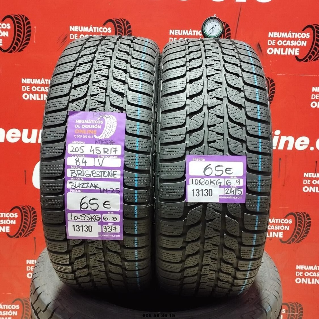 2x 205 45 R17 84V BRIDGESTONE BLIZZAK M+S* RSC 6.8/6.9mm REF:13130