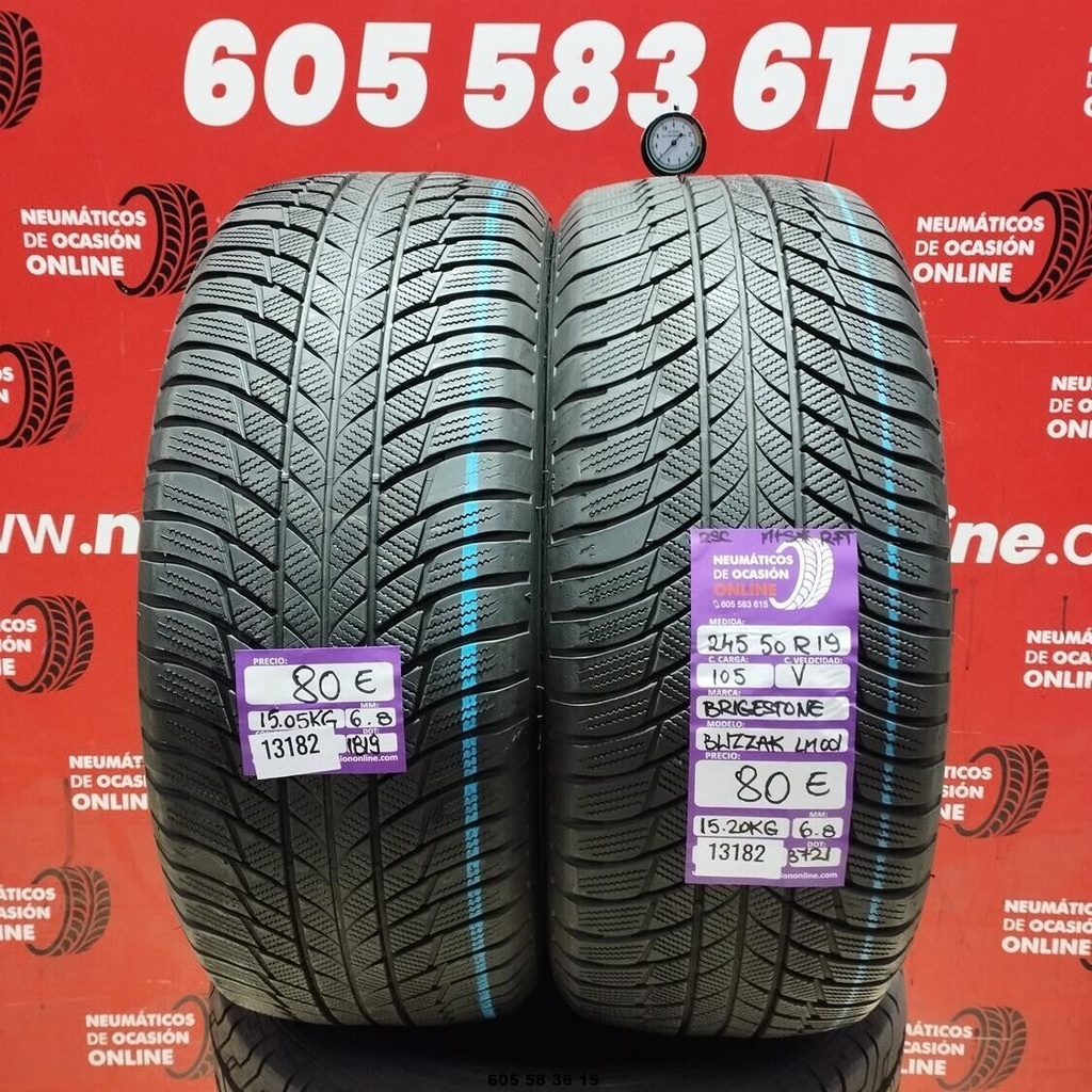 2x 245 50 R19 105V BRIDGESTONE BLIZZAK LM001 M+S* RSC 6.8/6.8mm REF:13182