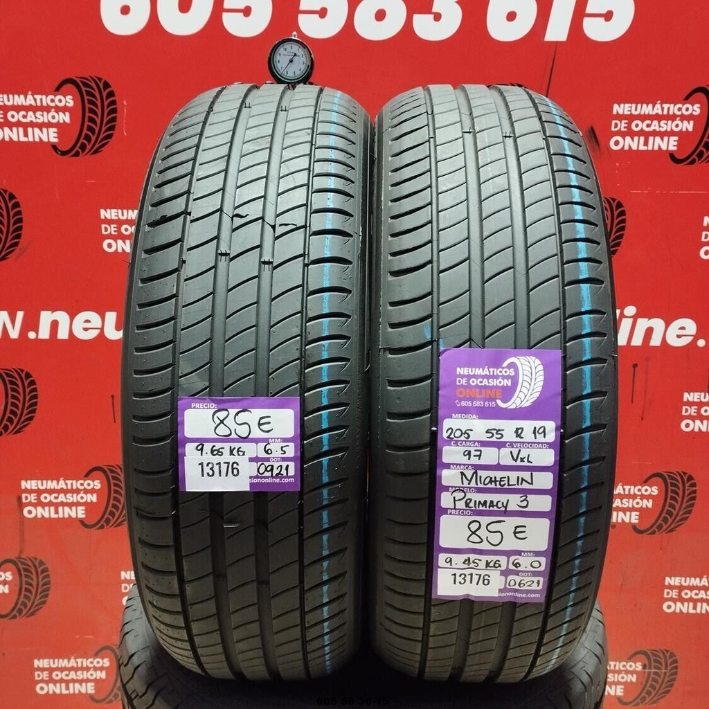 2x 205 55 R19 97VXL MICHELIN PRIMACY3 6.0/6.5mm REF:13176