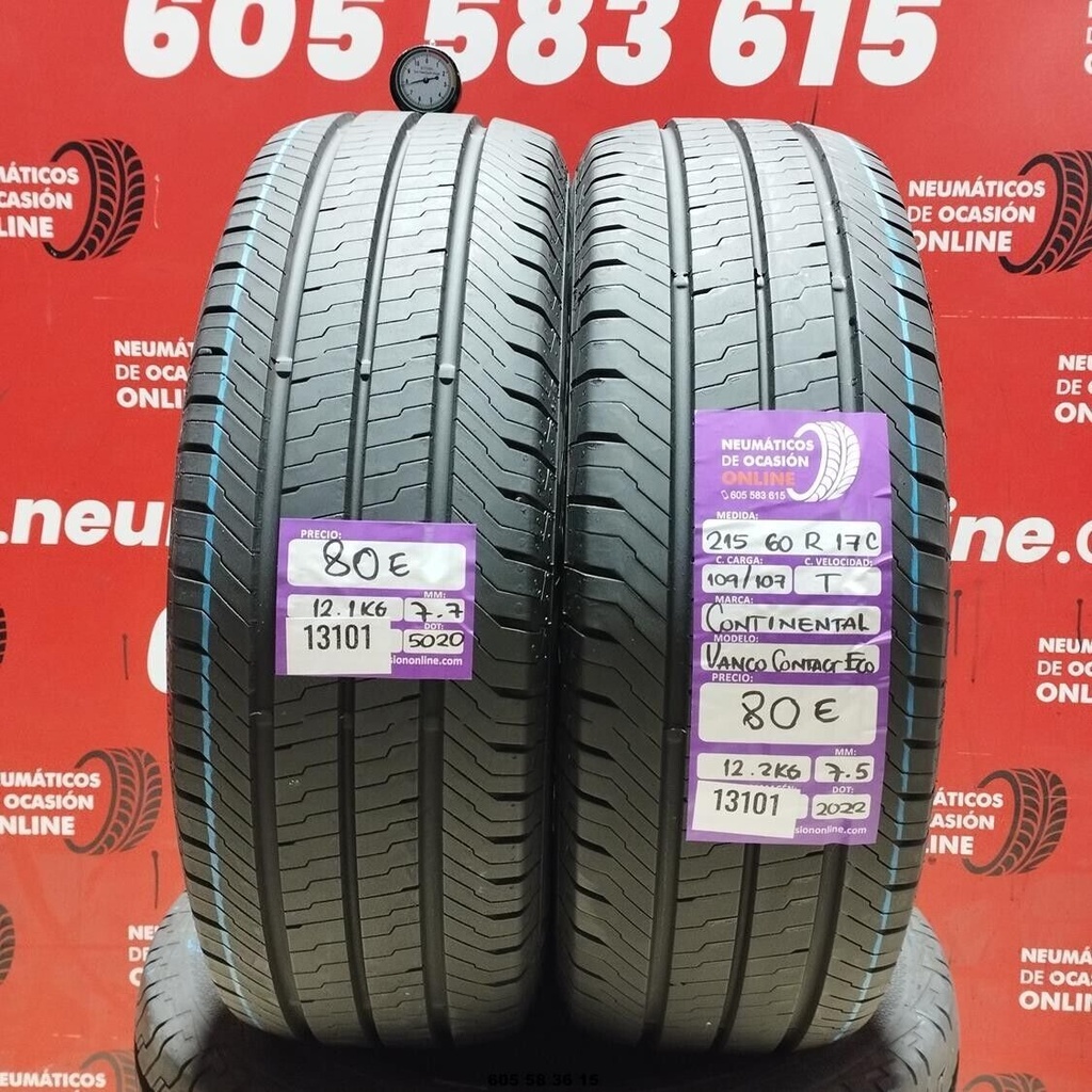 2x 215 60 R17C 109/107T CONTINENTAL VANCO CONTACT 7.7/7.5mm REF:13101