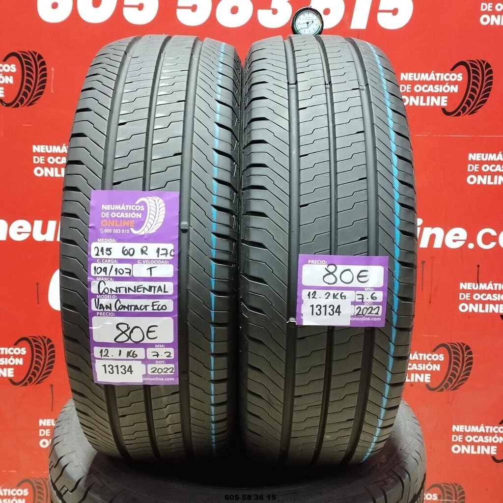 2x 215 60 R17C 109/107T CONTINENTAL VAN CONTACT ECO 7.2/7.6mm REF:13134