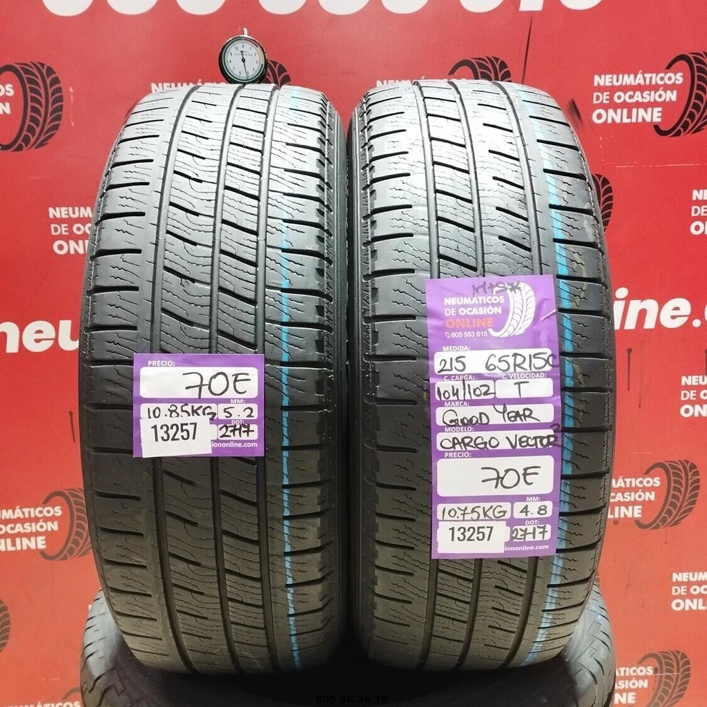 2x 215 65 R15C 104/102T GOODYEAR CARGO VECTOR2 M+S* 5.2/4.8mm REF:13257