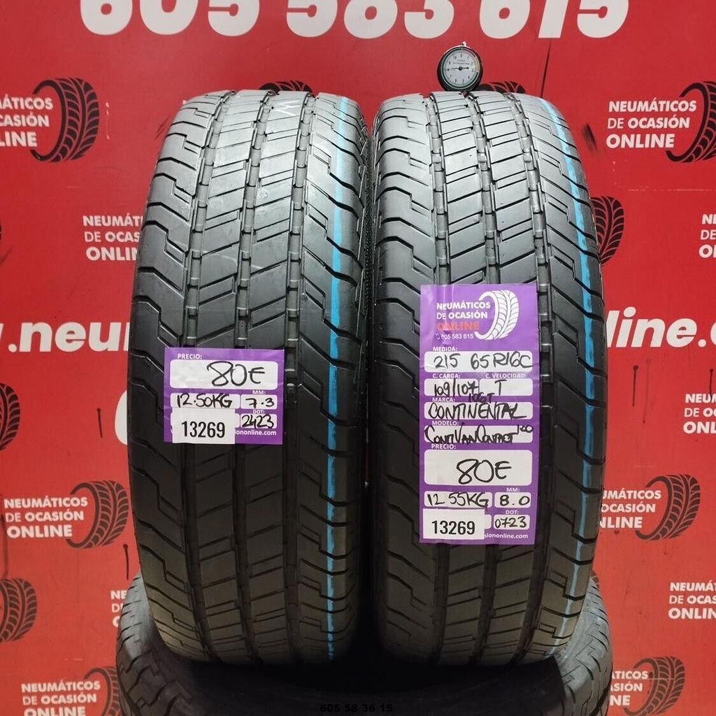 2x 215 65 R16C 109/107T CONTINENTAL CONTIVAN CONTACT 7.3/8.0mm REF:13269