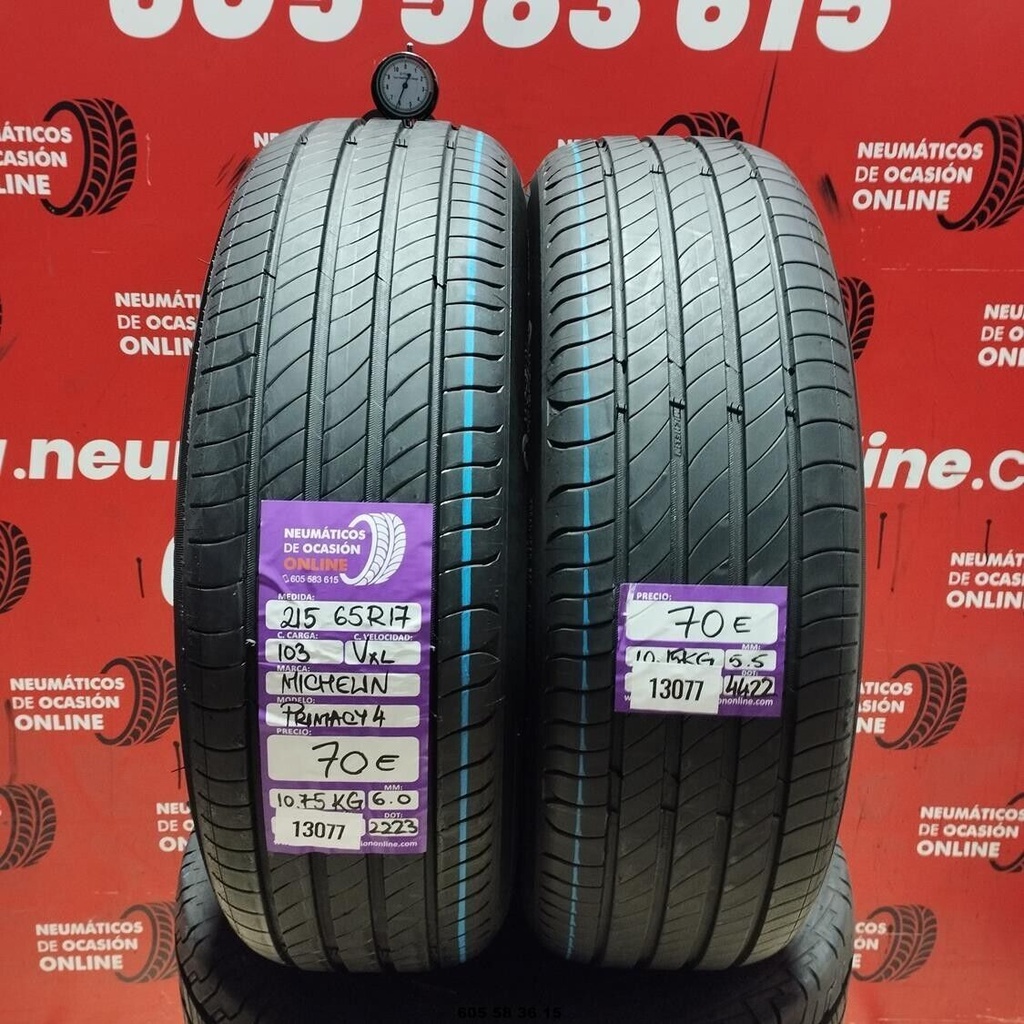 2x 215 65 R17 103VXL MICHELIN PRIMACY4 6.0/5.5mm REF:13077