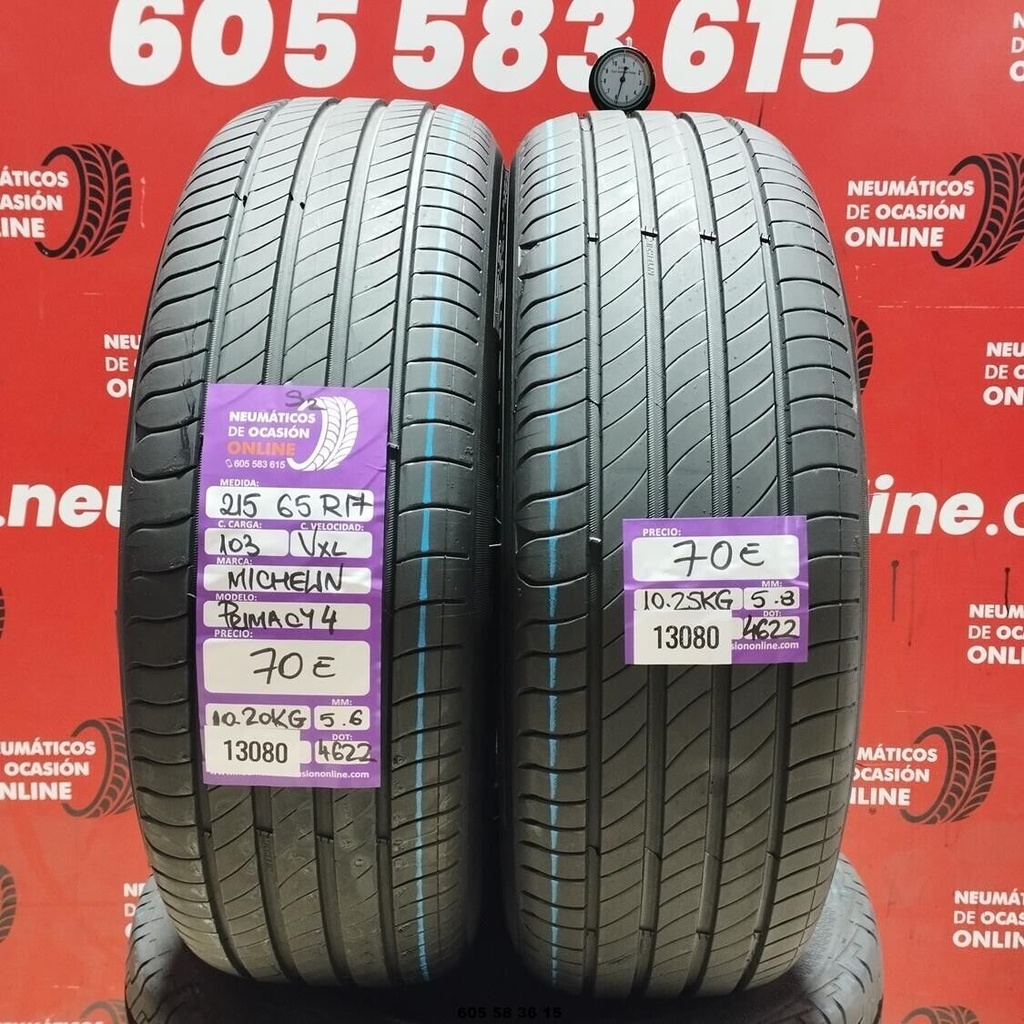 2x 215 65 R17 103VXL MICHELIN PRIMACY4 5.6/5.8mm REF:13080