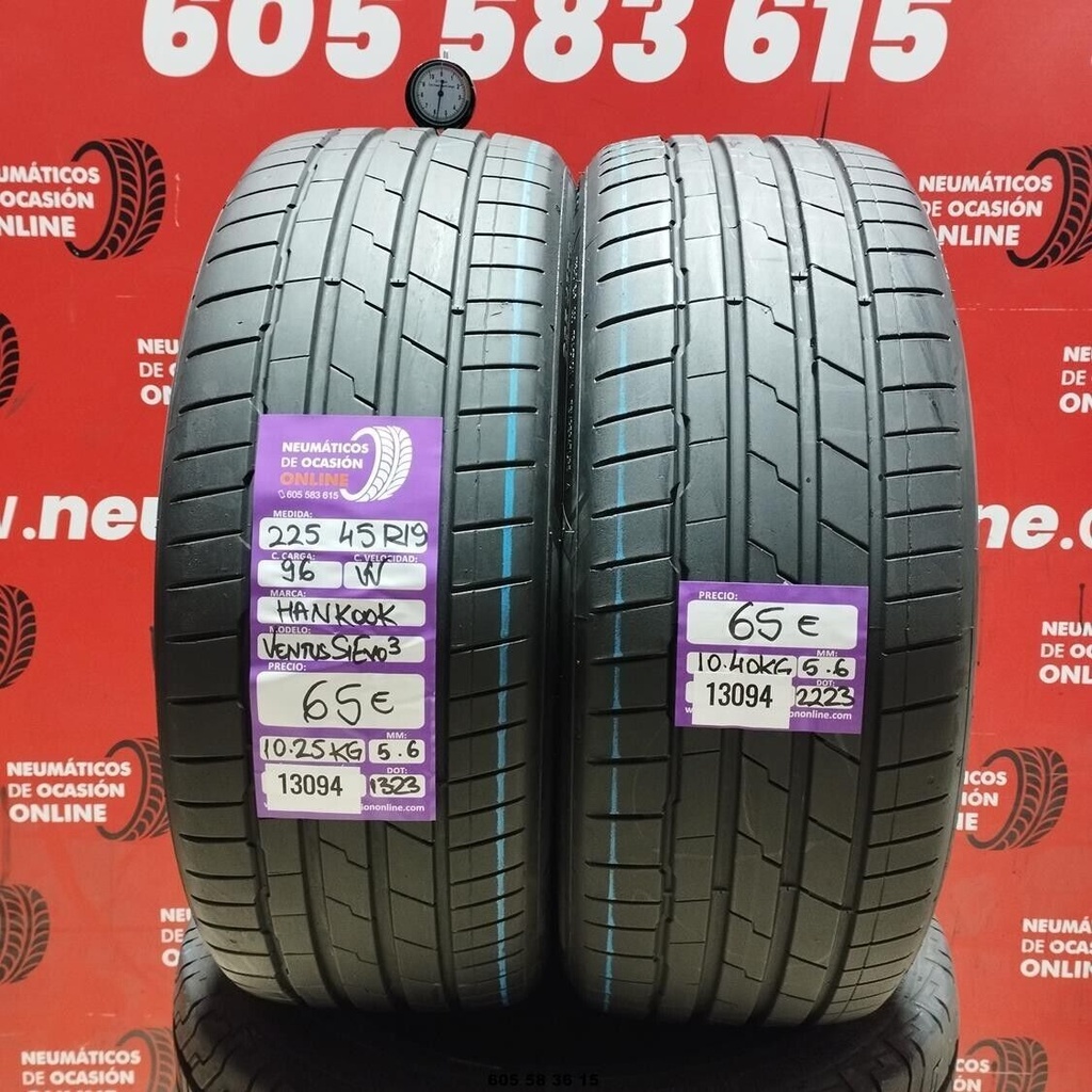 2x 225 45 R19 96W HANKOOK VENTUS S1 EVO3 5.6/5.6mm REF:13094