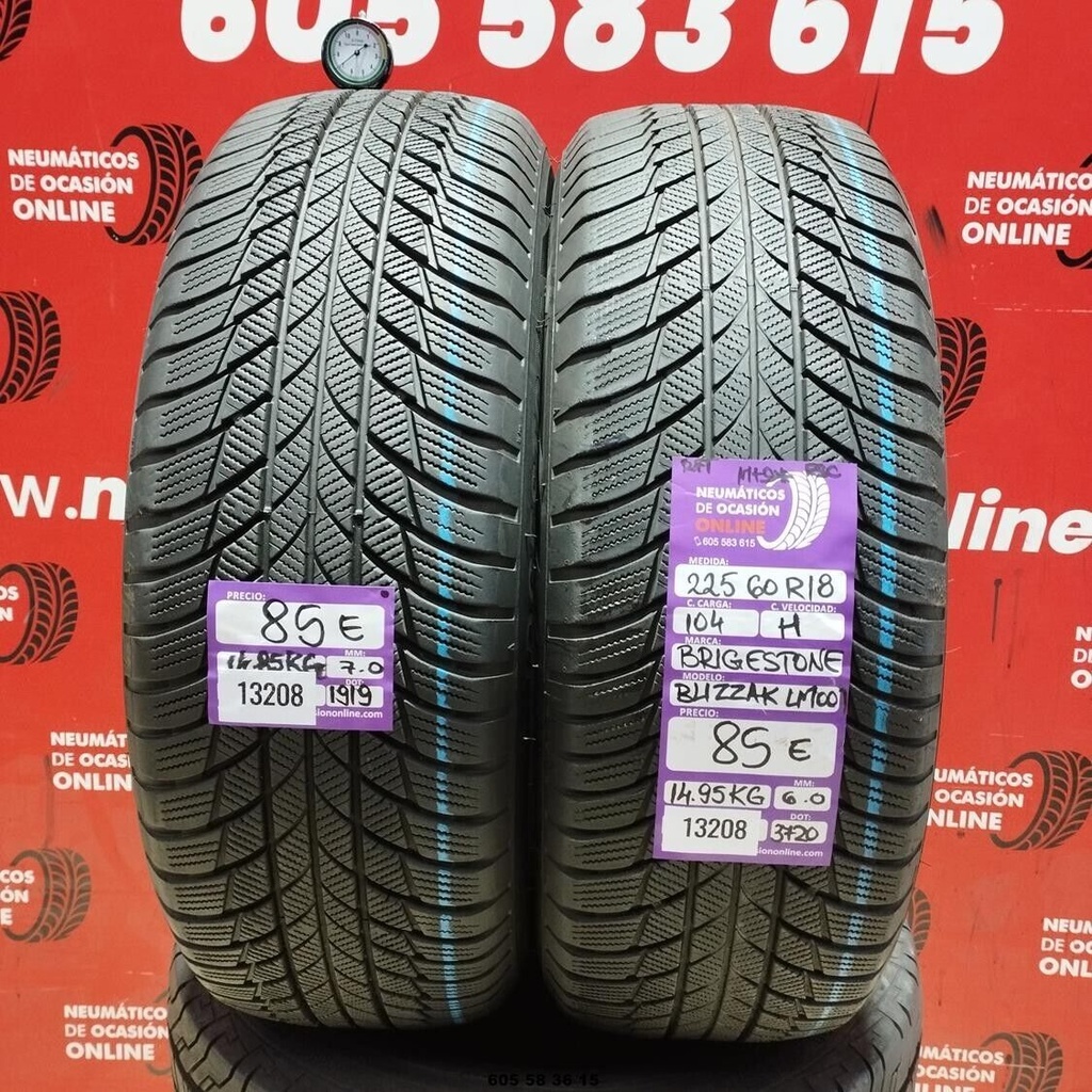 2x 225 60 R18 104H BRIDGESTONE BLIZZAK LM001 M+S* RSC 7.0/6.0mm REF:13208