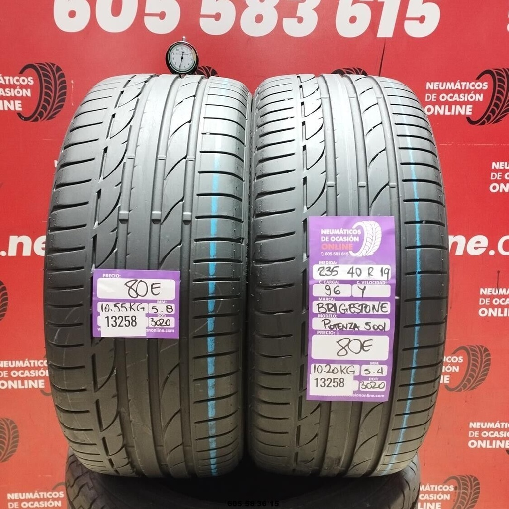 2x 235 40 R19 96Y BRIDGESTONE POTENZA S001 5.4/5.8MM REF. 13258