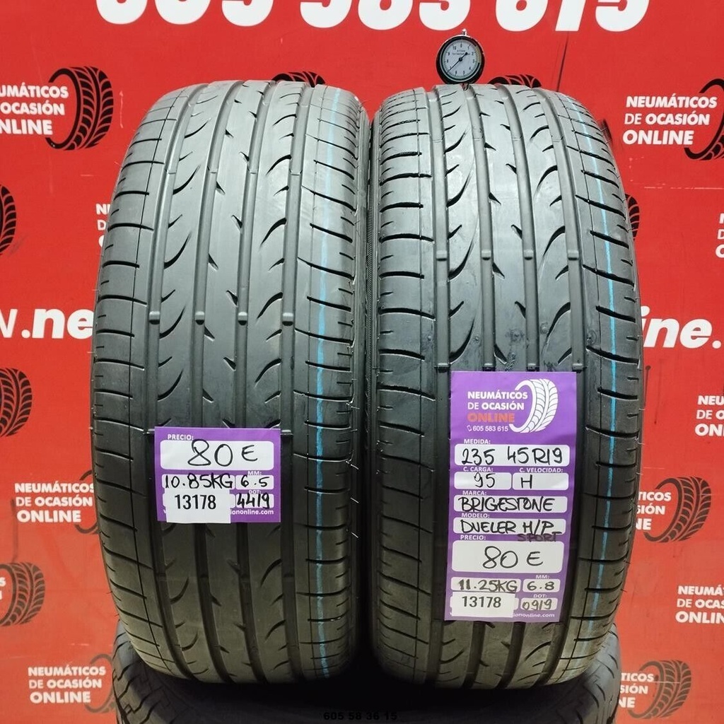 2x 235 45 R19 95H BRIDGESTONE DUELER H/P SPORT 6.5/6.8MM REF. 13178