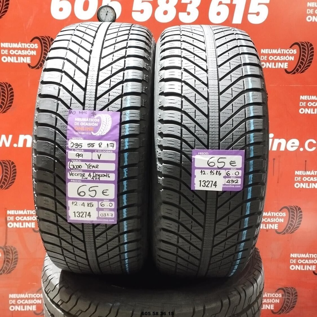 2x 235 55 R17 99V M+S GOODYEAR VECTOR 4 SEASON 6.0/6.0 REF. 13274