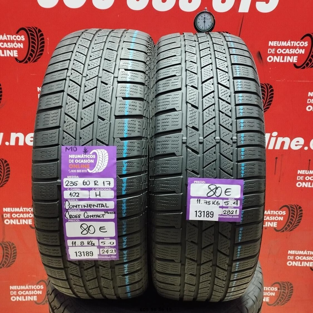 2x 235 60 R17 102H CONTINENTAL CROSS CONTACT WINTER 5.0/5.4MM REF.13189