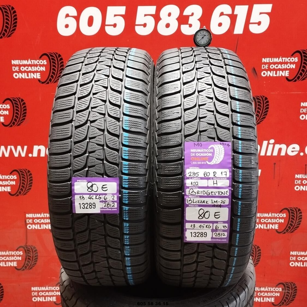 2x 235 60 R17 102H BRIDGESTONE BLIZZAK LM 25 6.2/6.8MM REF. 13289