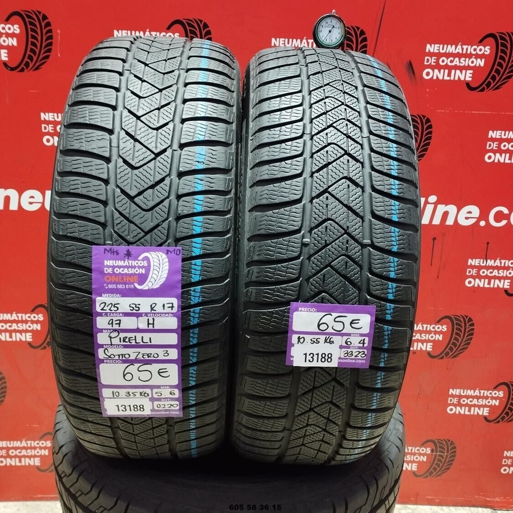 2x 225 55 R17 97H PIRELLI SOTTO ZERO3 M+S* MO 5.6/6.4mm REF:13188