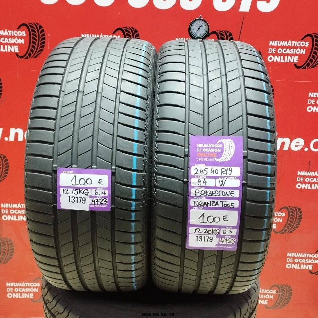 2x 245 40 R19 94W BRIDGESTONE TURANZA T005 6.4/6.5MM REF. 13179