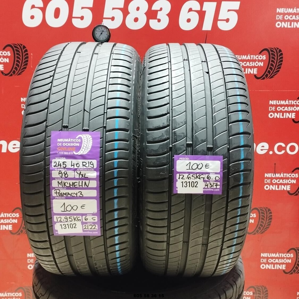 2x 245 40 R19 98Y XL MICHELIN PRIMACY 3 6.5/6.0MM REF.13102