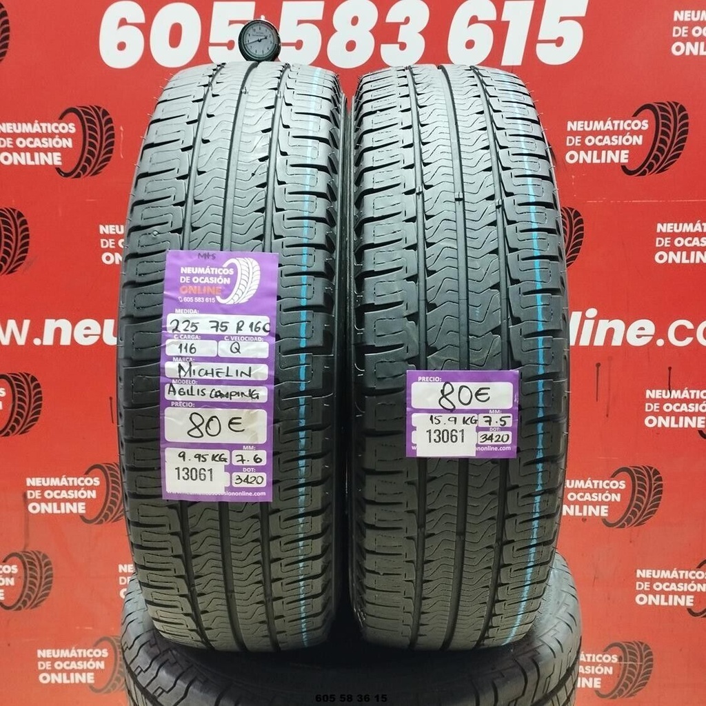 2x 225 75 R16C 116Q MICHELIN AGILIS CAMPING 7.6/7.5mm REF:13061