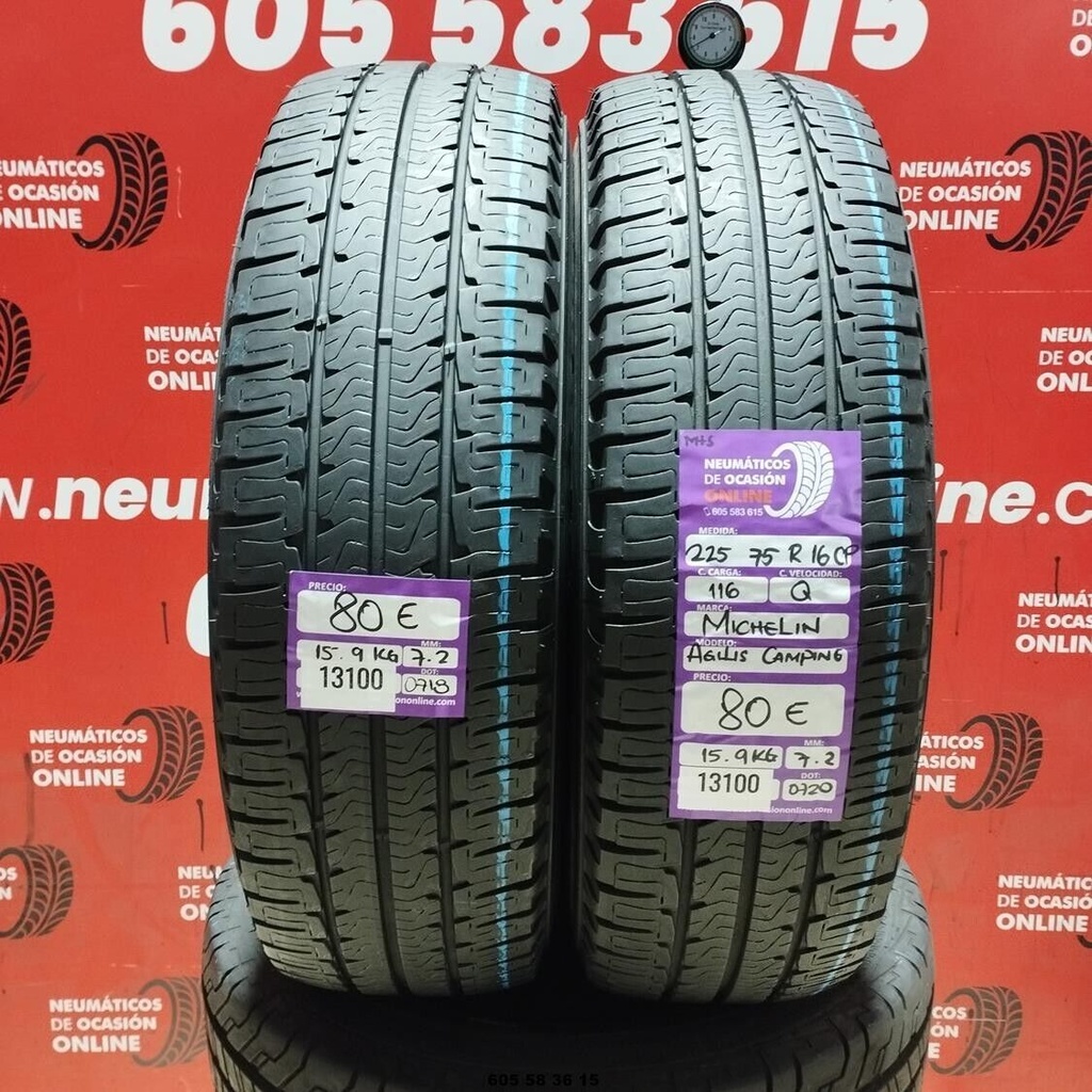 2x 225 75 R 16CP 116Q MICHELIN AGILIS CAMPING 7.2/7.2mm REF:13100