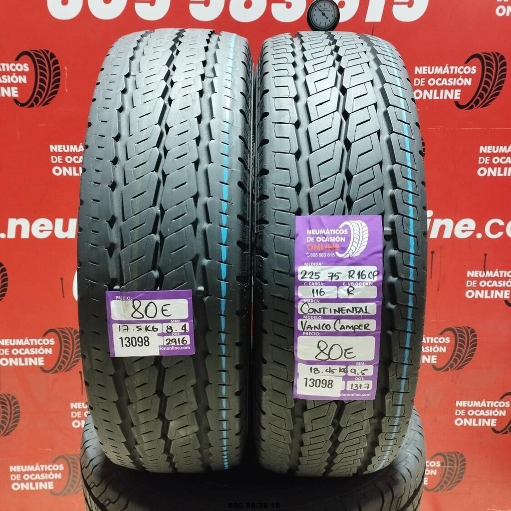 2x 225 75 R 16CP 116R CONTINENTAL VANCO CAMPER 8.4/9.5mm REF:13098