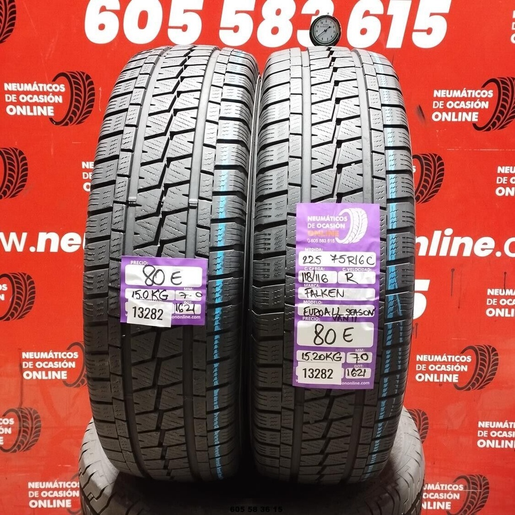 2x 225 75 R16C 118/116R FALKEN EURO ALL SEASON 7.0/7.0mm REF:13282