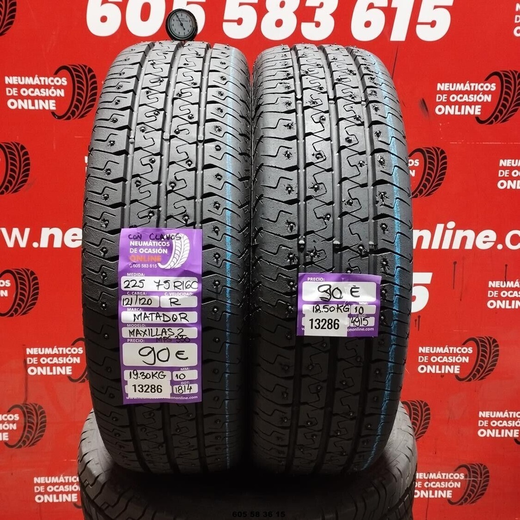 2x 225 75 R16C 121/120R MATADOR MAXILLAS 2 (CON CLAVOS) 10.0/10.0mm REF:13286