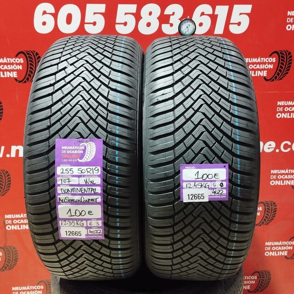 2x 255 50 R19 107W XL CONTINENTAL ALL SEASON DOT: 4022  (SIN USO) Ref.12665