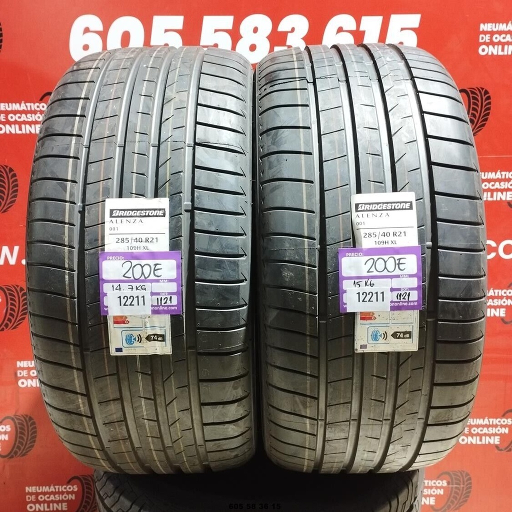 2x 285 40 R21 109H XL BRIDGESTONE ALENZA 001  DOT: 1121  (SIN USO) Ref.12211