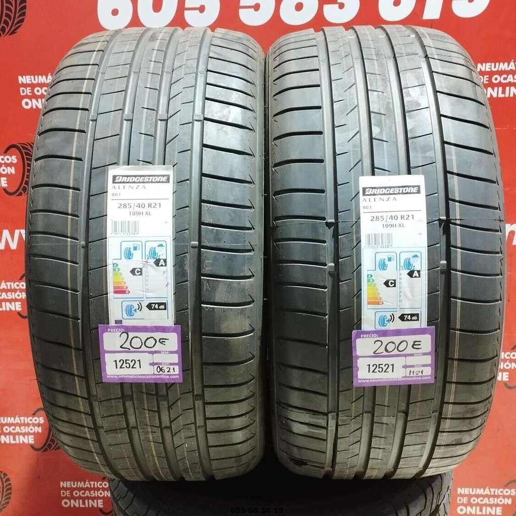 2x 285 40 R21 109H XL BRIDGESTONE ALENZA 001 DOT: 1121/0621  (SIN USO) Ref.12521