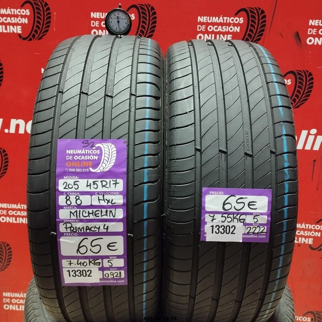 2x 205 45 R17 88H XL MICHELIN PRIMACY 4 S2 5.0/5.0MM REF.13302