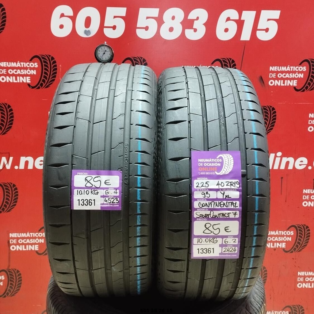 2x 225 40 ZR19 93Y XL CONTINENTAL SPORT CONTACT 7 6.2/6.4MM REF. 13361