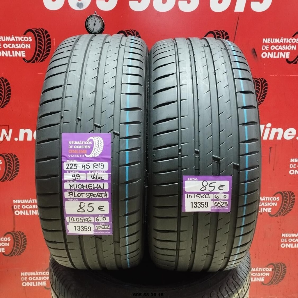 2x 225 45 R19 99W XL MICHELIN PILOT SPORT 4 6.0/6.0MM REF. 13359