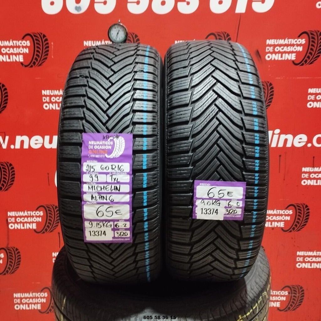 2x 215 60 R16 99TXL MICHELIN ALPIN6 M+S* 6.2/6.0mm REF:13374