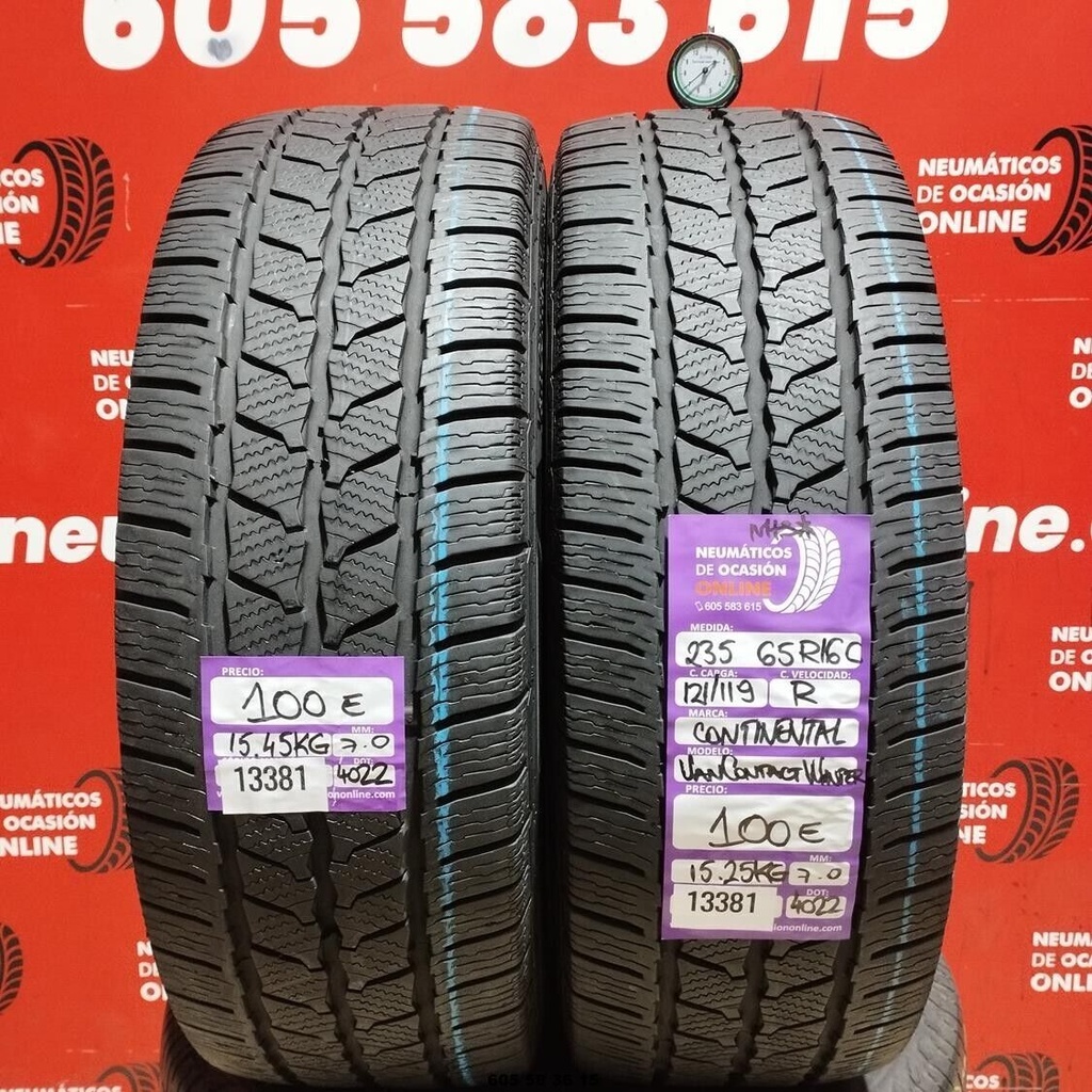 2x 235 65 R 16C 121/119R CONTINENTAL VAN CONTACT WINTER 7.0/7.0mm REF: 13381