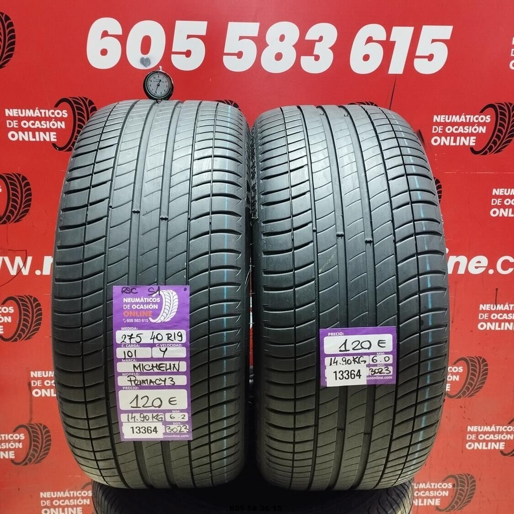 2X 275 40 R19 101Y RSC MICHELIN PRIMACY3 S1 6.2/6.0MM REF. 13364