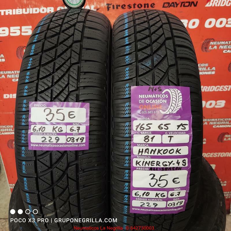 2 x 165 65 R 15 81T M+S 6.7/6.7mm Hankook Kinergy-4S Ref.229