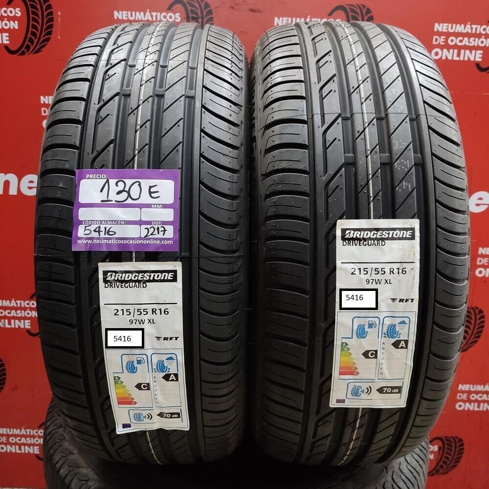 2x 215 55 R16 97W XL 8.0/8.0mm Bridgestone DriveGuard Ref.5416