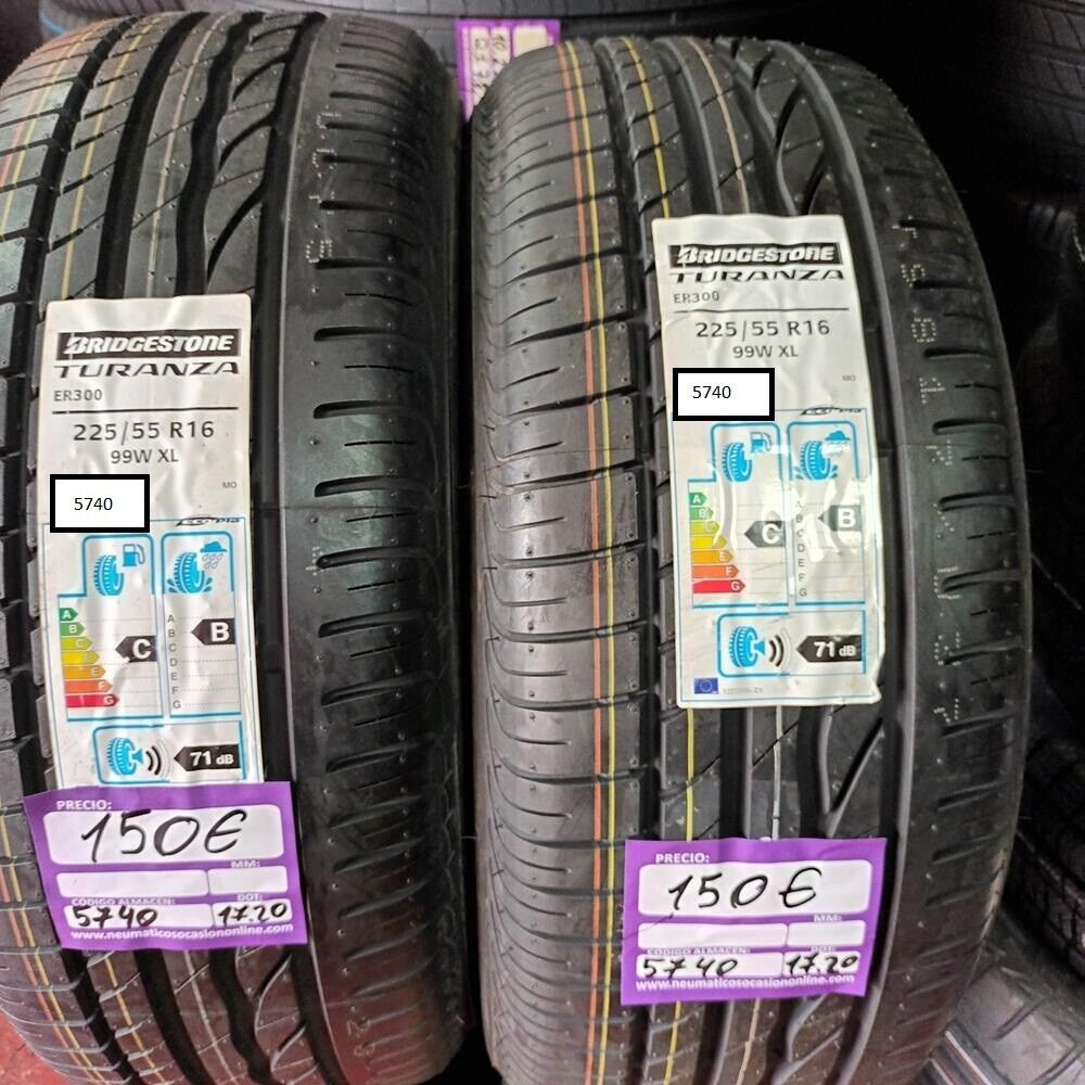 2x 225 55 R16 99W XL 8.0/8.0mm Bridgestone Turanza ER300 Ref.5740