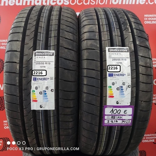 [Ref.2216] [Ref.2216] 2x 255 55 R19 107W 8.0/8.0mm Bridgestone Alenza 001 Ref.2216