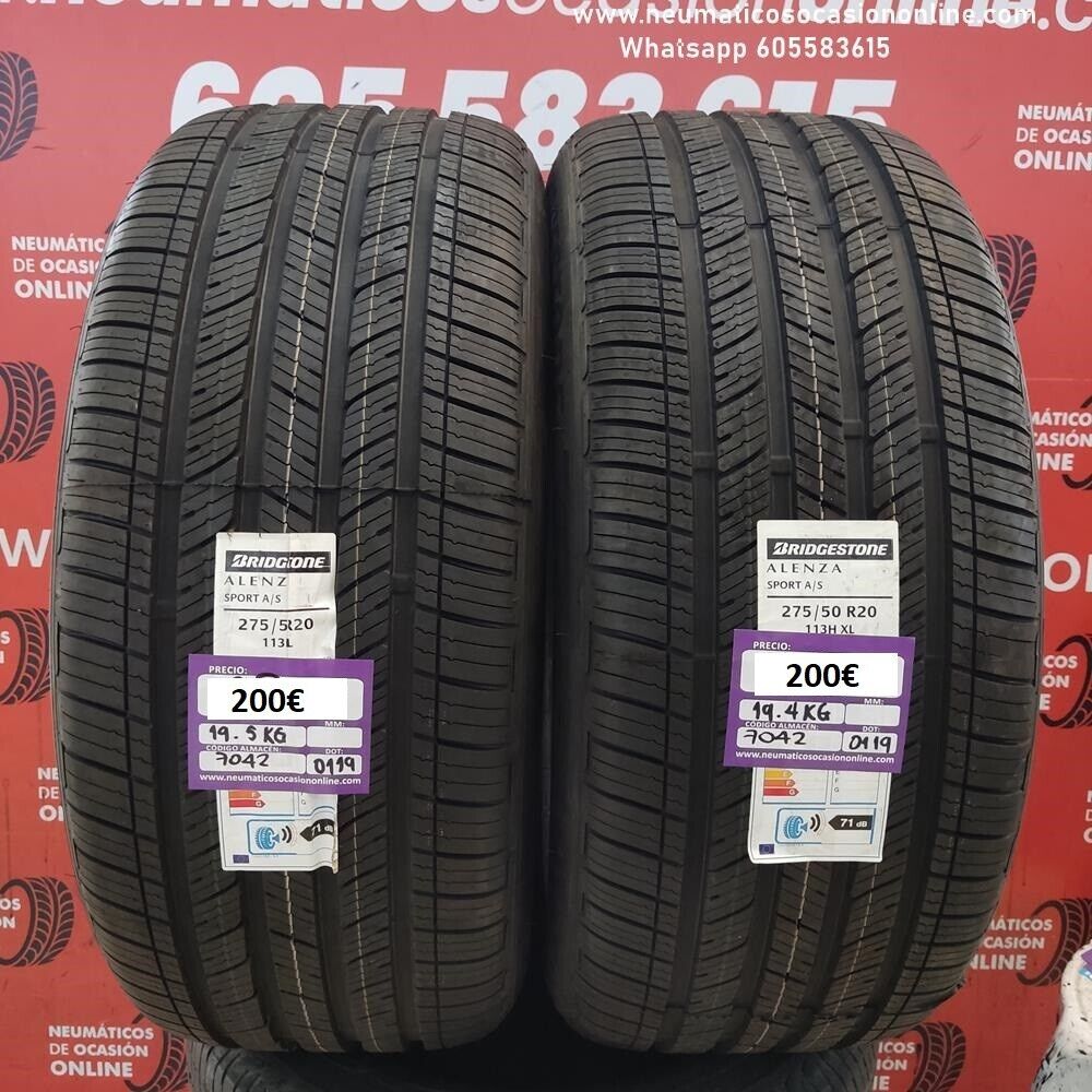 2x 275 50 R20 113H XL 8.0/8.0mm Bridgestone Alenza Sport A/S Ref.7042